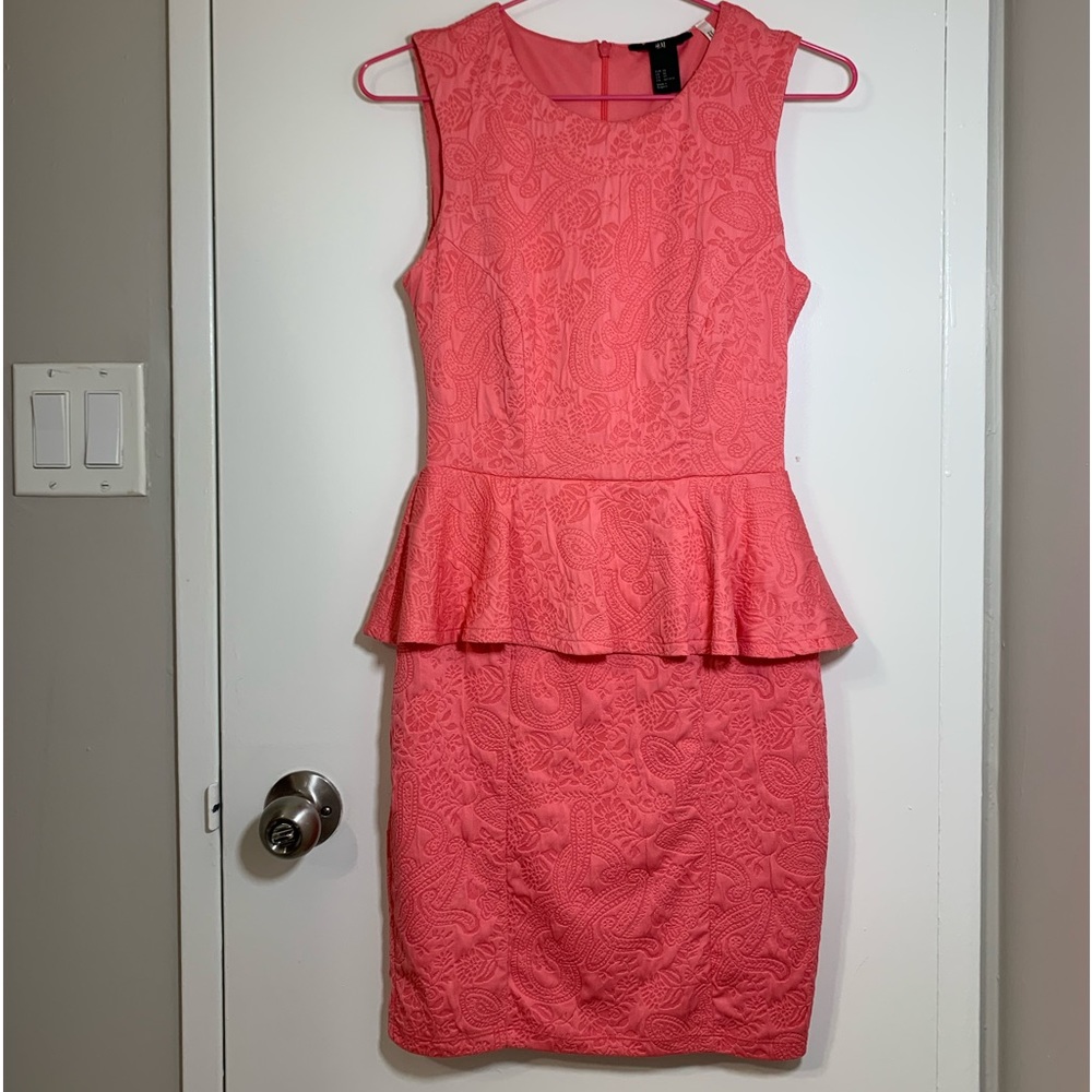 H&M Coral Pink Peplum Dress